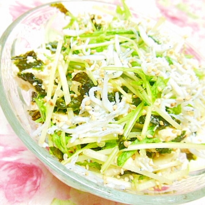 ❤水菜と木綿豆腐としらすと揉み海苔の和え物❤